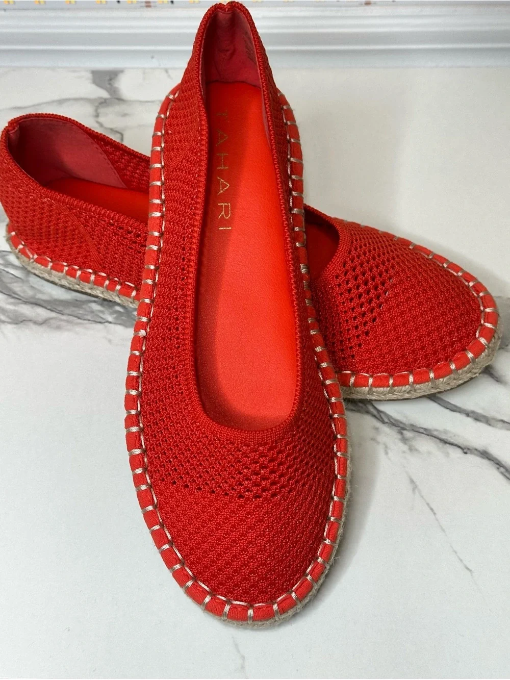 Tahari Knit Espadrille Flats Red Size 6.5